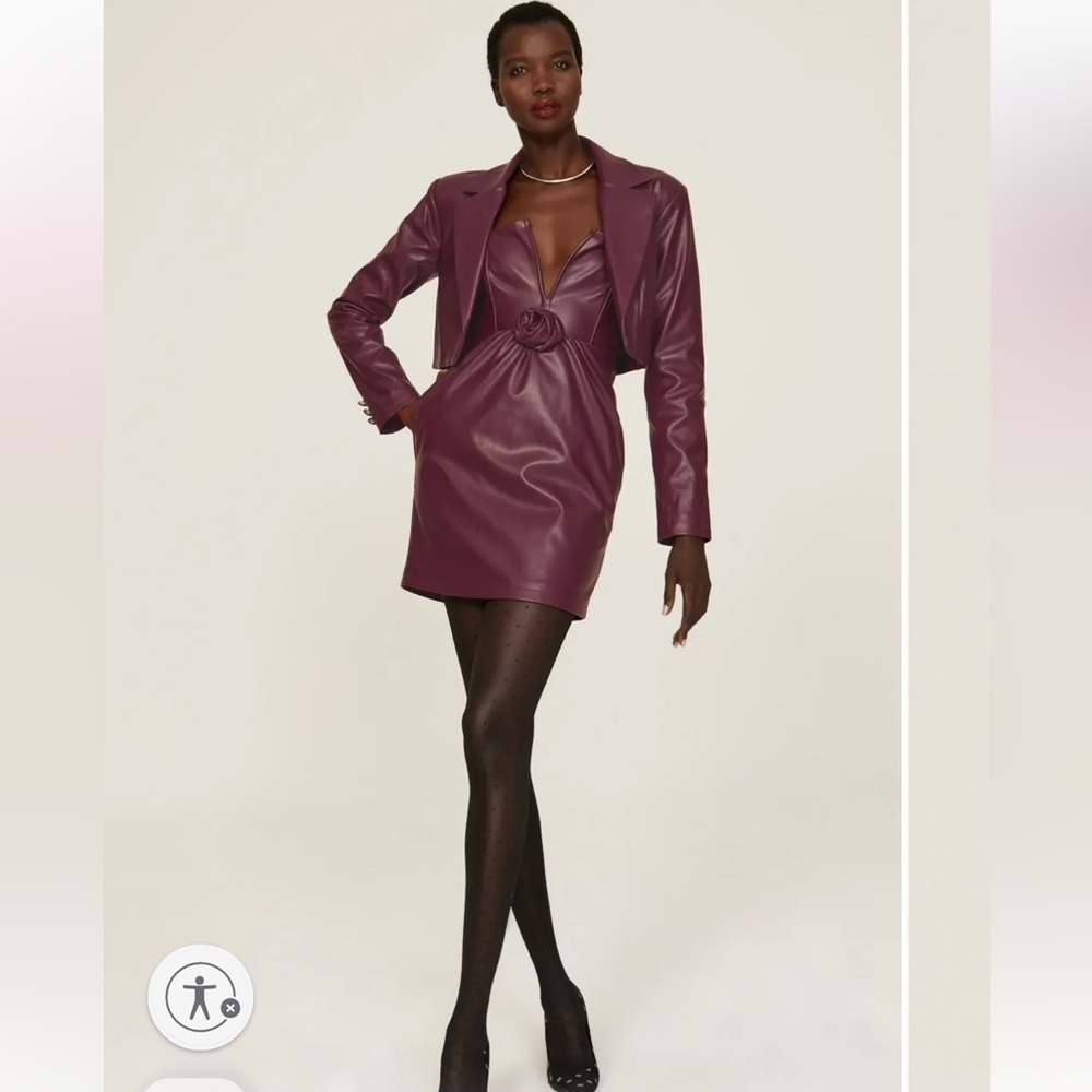 Ashley Park x Rent the runway Purple Voila vegan leather mini dress & jacket